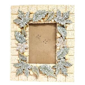 The Natural World by Raj Cream Green Leaf Picture Frame 8" x 7" (3 x 5.5" Pic)
